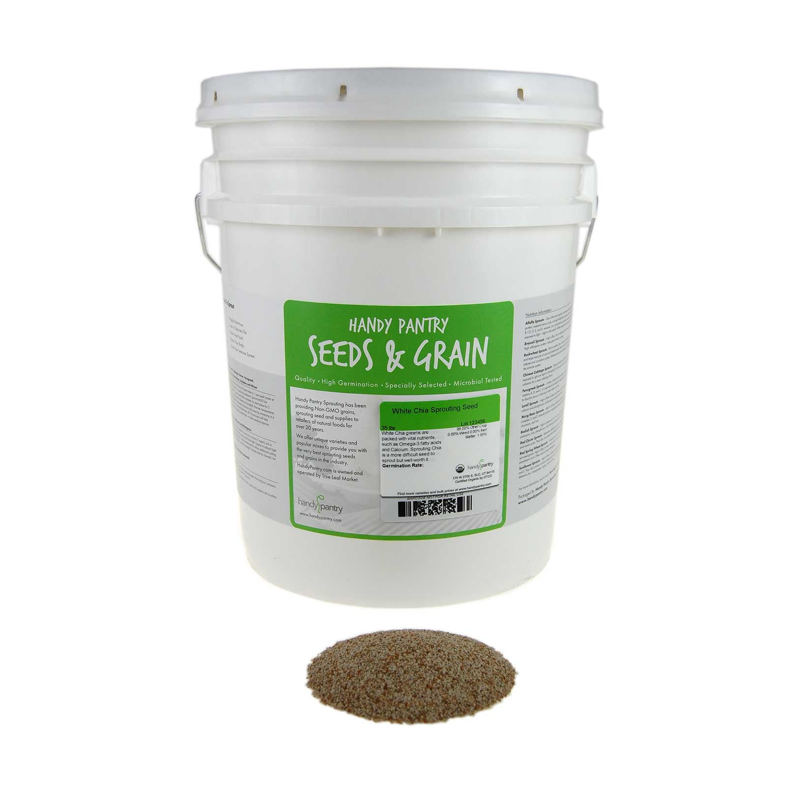 Organic White Chia Seeds- 35 Lbs- Sprouting Seeds For Growing Sprouts, Chia Pet Refills, Food Storage, Sprout Salad