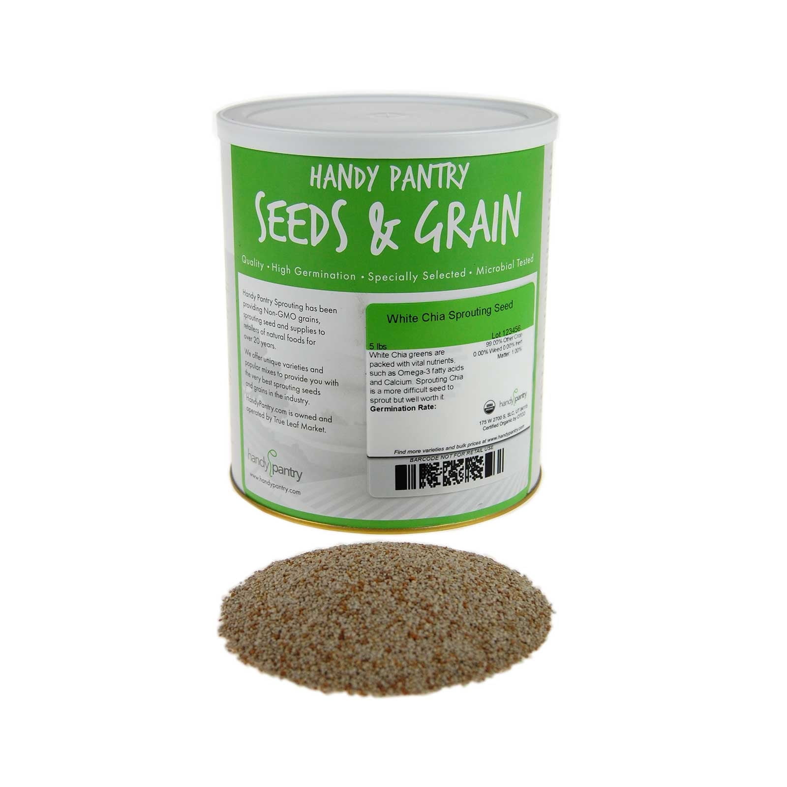 Organic White Chia Seeds- 4.5 Lbs- Sprouting Seeds For Growing Sprouts, Chia Pet Refills, Food Storage, Sprout Salad