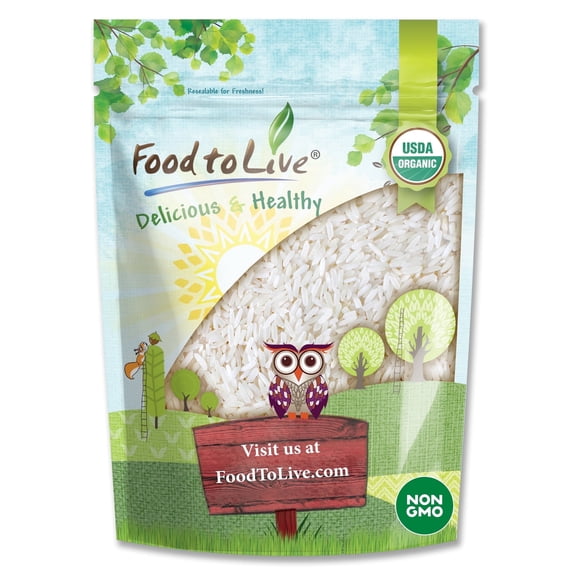 Organic White Jasmine Rice, 5 Pounds - Non-GMO, Kosher, Raw, Vegan - by Food to Live