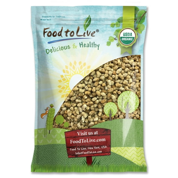 Organic White Mulberries, 5 Pounds — Non-GMO, Raw, Vegan — by Food to Live