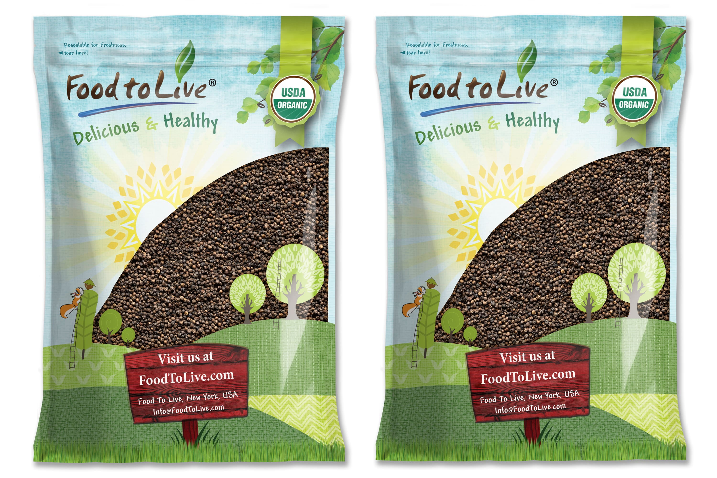 Organic Whole Black Pepper, 14 Pounds — Non-GMO, Raw, Vegan, Kosher — by Food to Live