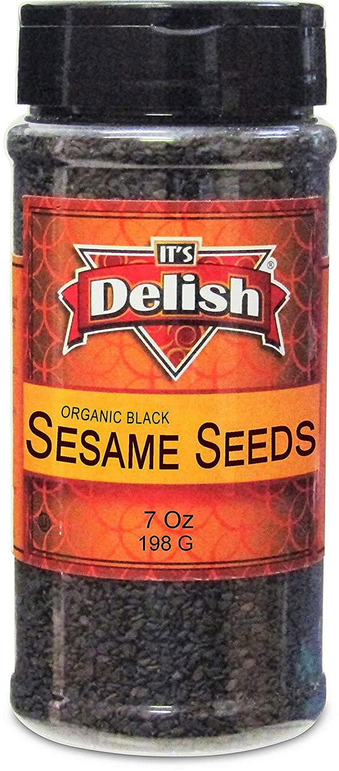 Organic Whole Black Sesame Seeds by Its Delish, 7 Oz Medium Jar All
