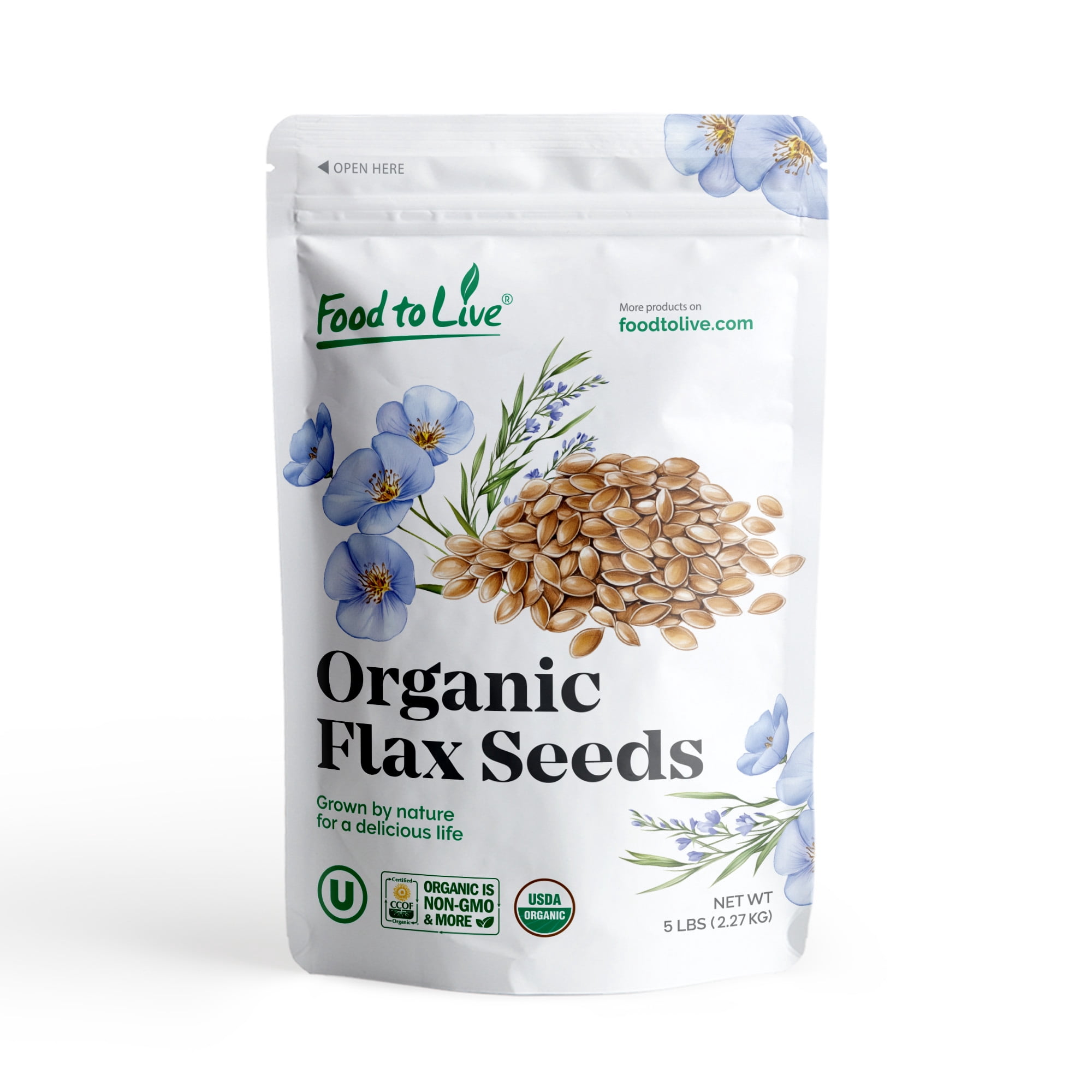Organic Whole Brown Flax Seeds, 5 Pounds - Non-GMO, Kosher, Raw, Vegan - by Food to Live