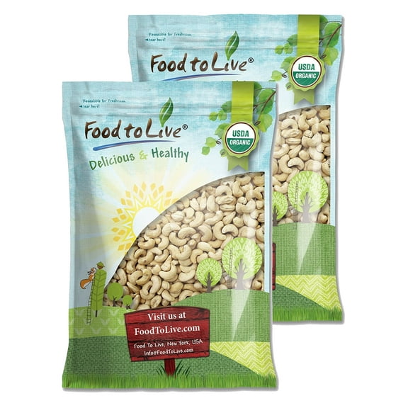 Organic Whole Cashews, W320, 16 Pounds Non-GMO, Kosher, Vegan, Raw by Food to Live