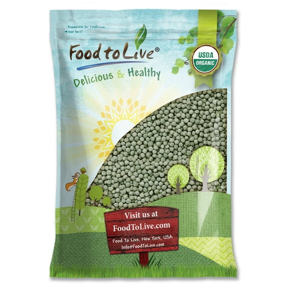 Organic Whole Dried Green Peas, 10 Pounds  Non-GMO, Raw, Sproutable, Kosher, Vegan  by Food to Live