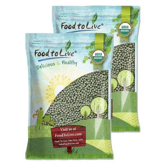Organic Whole Dried Green Peas, 25 Pounds  Non-GMO, Raw, Sproutable, Kosher, Vegan  by Food to Live