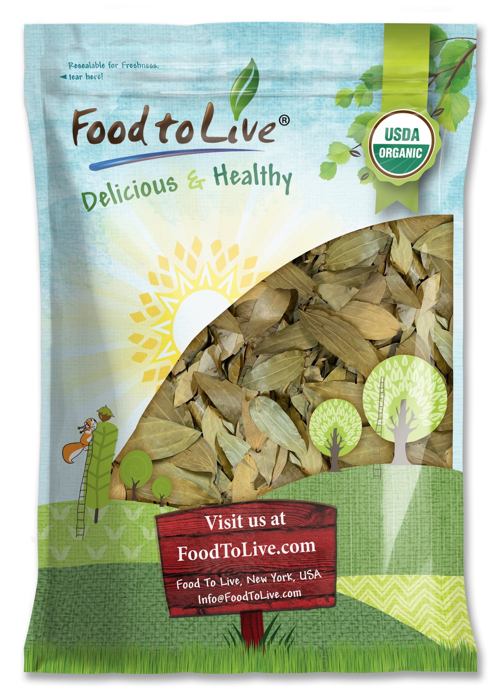 Organic Whole Indian Bay Leaves, 12 Ounces — Non-GMO, Raw, Vegan, Kosher — by Food to Live