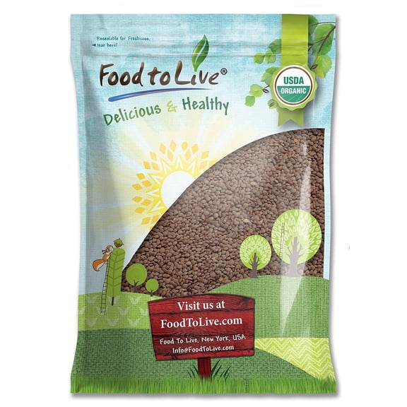 Organic Whole Red Lentils, 5 Pounds Non-GMO, Sproutable, Kosher, Raw, Vegan by Food to Live
