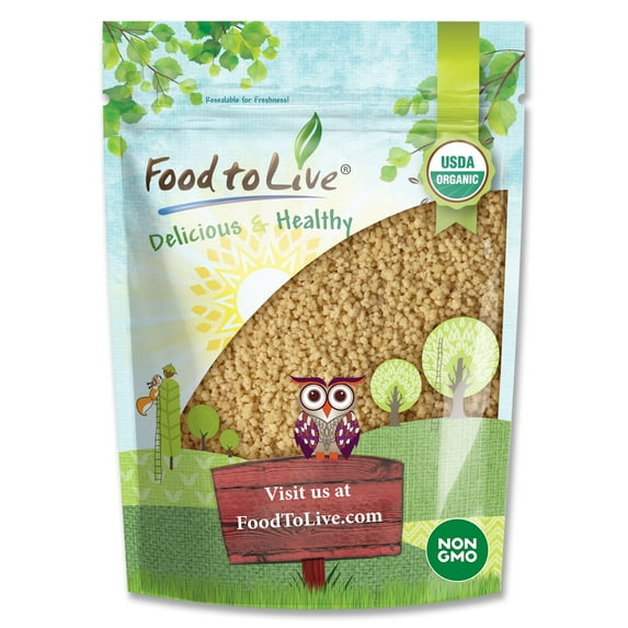 Organic Whole Wheat Couscous, 2 Pounds — Non-GMO, Kosher, Raw, Vegan — by Food to Live