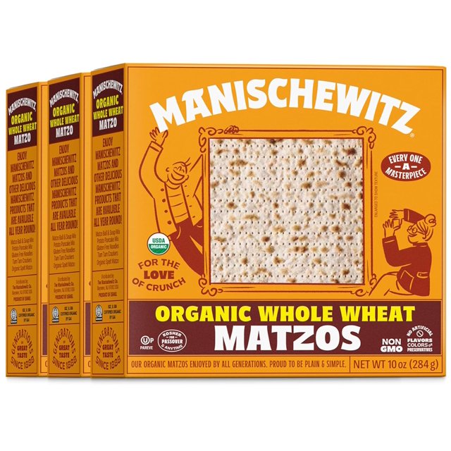 Organic Whole Wheat Matzos Kosher For Passover 10oz (3 Pack) Crisp