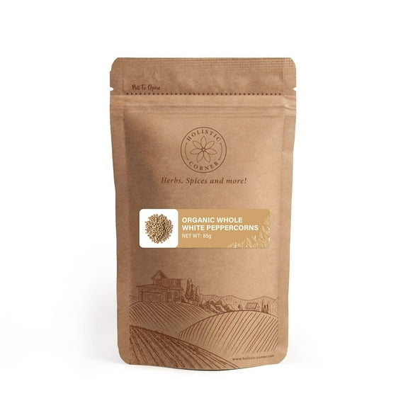 Organic Whole White Peppercorns | 0.19 lb