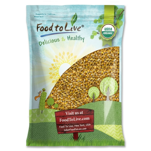 Organic Whole Yellow Corn, 10 Pounds — Non-GMO, Kosher, Raw, Vegan — by Food to Live