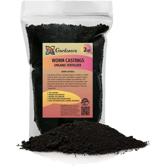 Worm Castings Fertilizer for Houseplant, 2 Quart with Fresh Nutrients