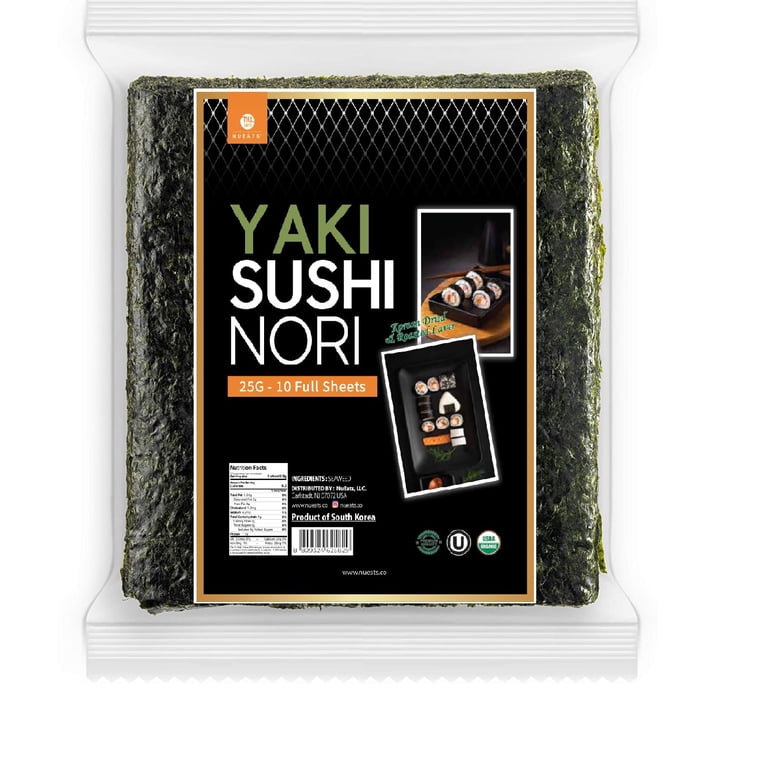 Organic Yaki sushi nori (10 full sheets), 25g, Vegan Roasted