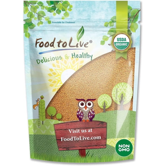 Organic Yellow Mustard Seeds, 0.5 Pounds — Non-GMO, Kosher, Raw, Vegan — by Food to Live