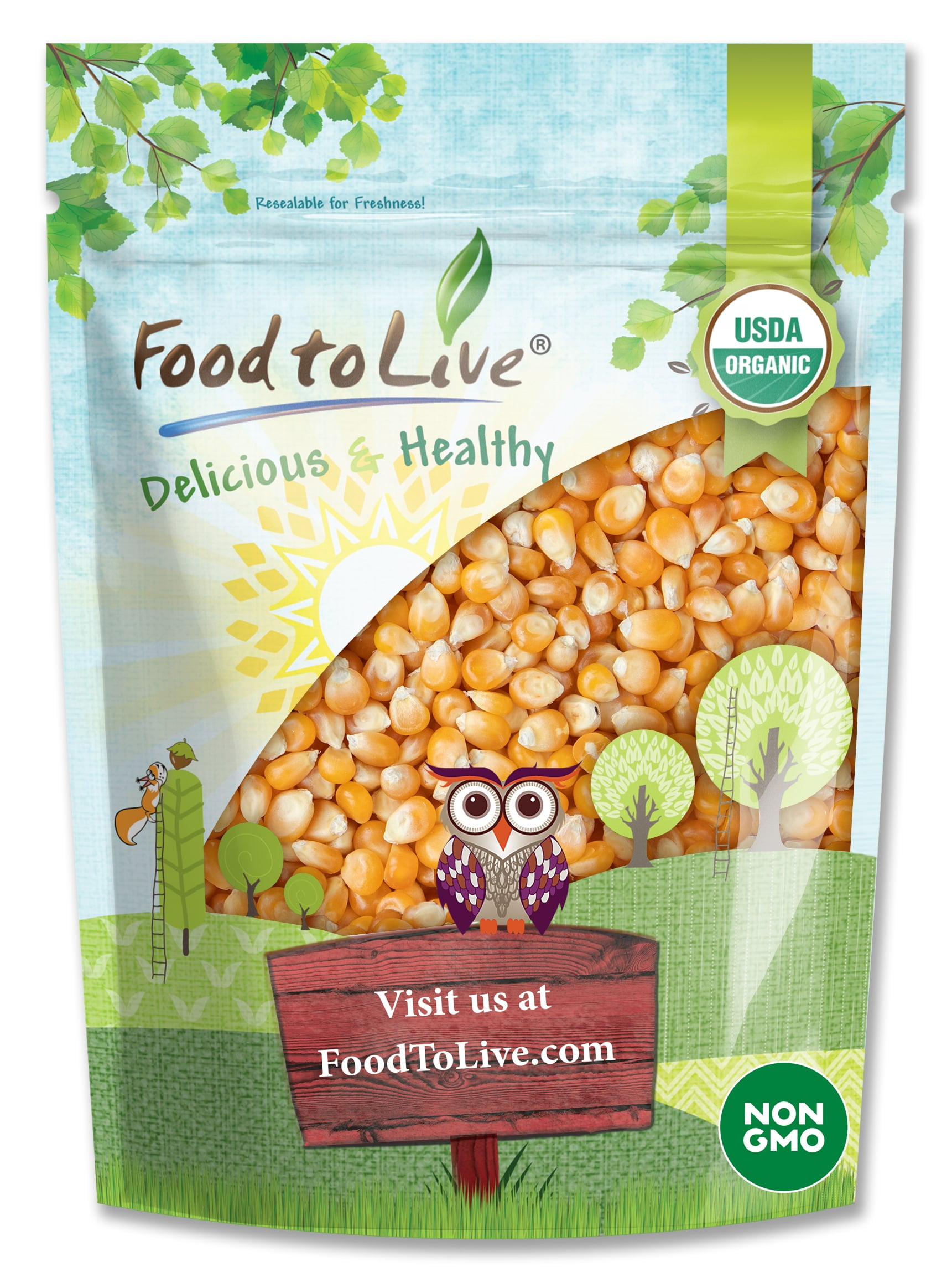 Organic Yellow Popcorn, 7 Pounds — Non-GMO, Vegan, Raw — by Food to Live