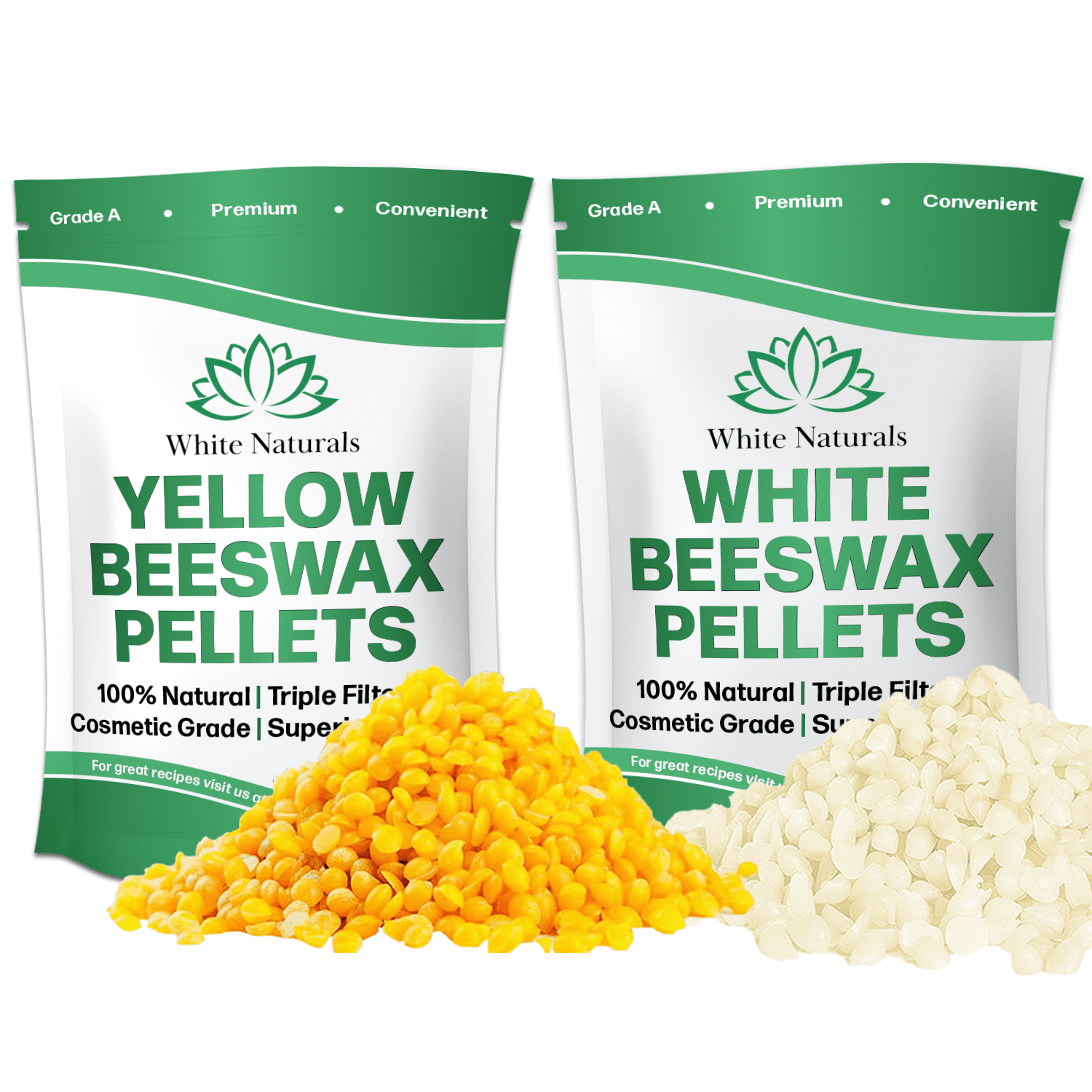 Organic Yellow & White Beeswax Pellets2 lb (1 lb Each Bag), Pure ...