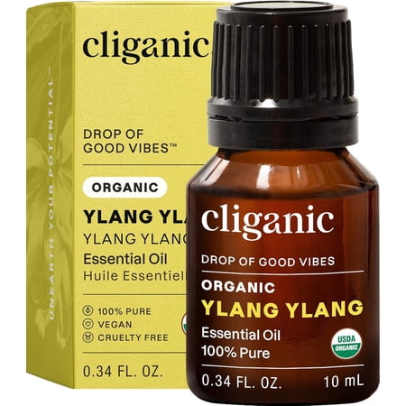 Organic Ylang Ylang Essential Oil, 100% Pure Natural for Aromatherapy | Non-GMO Verified