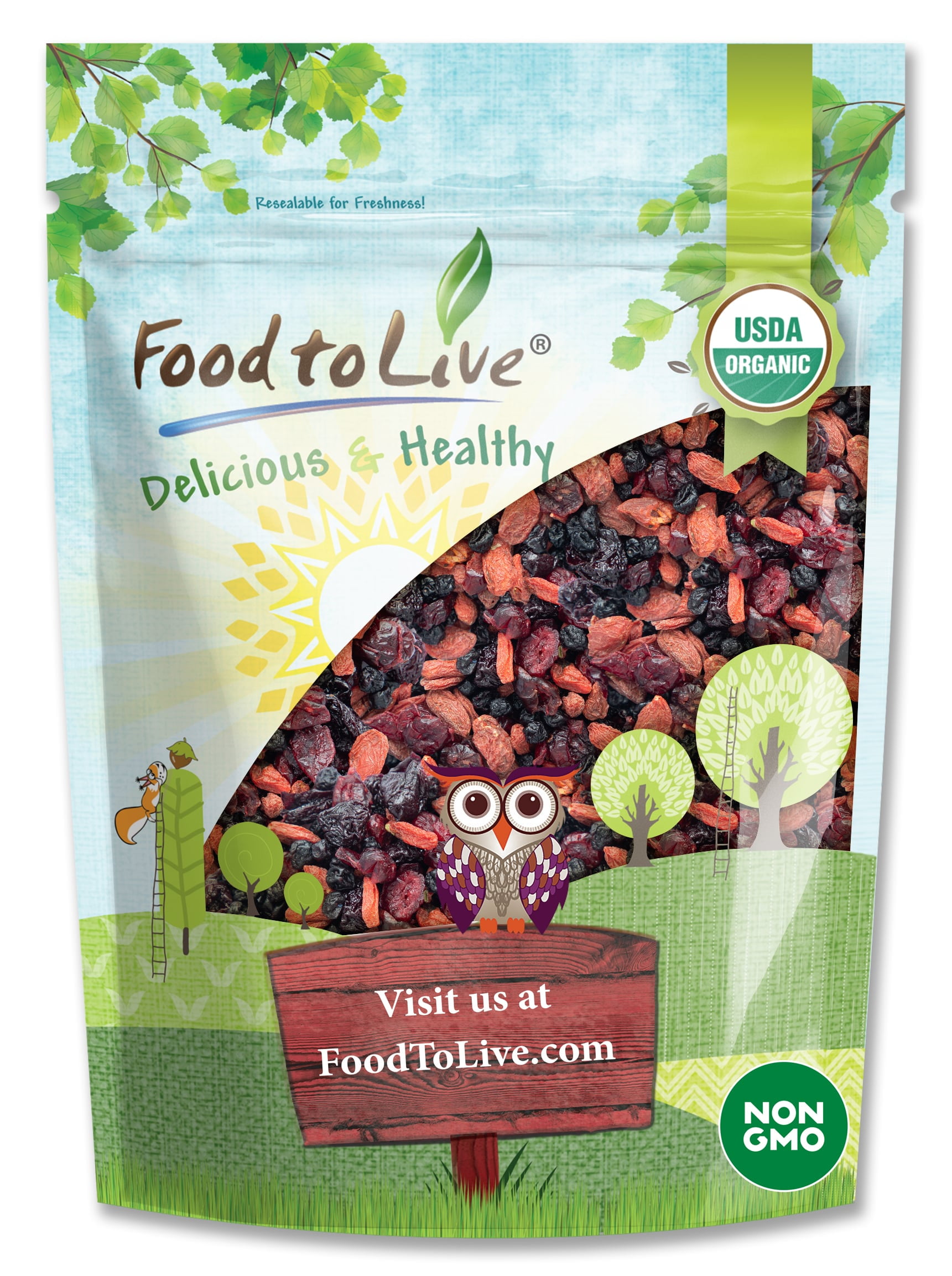 Organic Yummy Berries Mix, 1.5 Pounds  Non-GMO, Raw, Vegan  by Food to Live