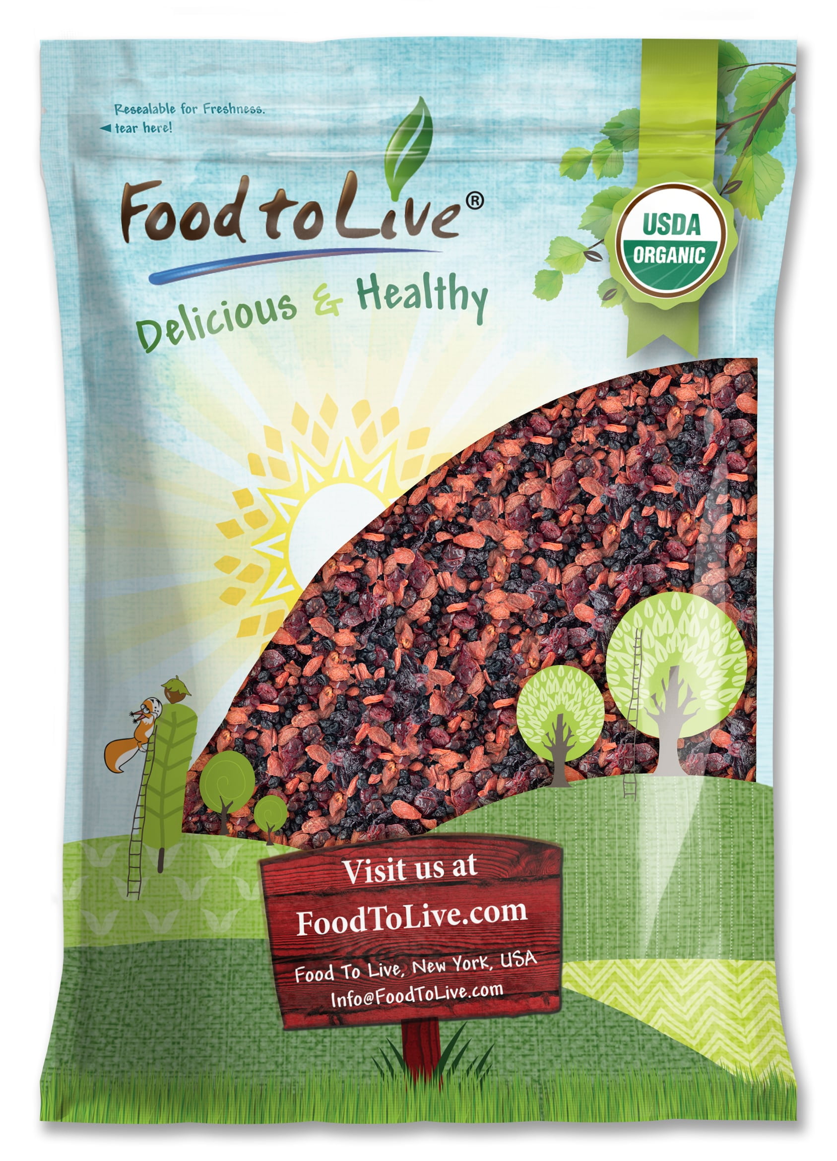 Organic Yummy Berries Mix, 8 Pounds  Non-GMO, Raw, Vegan  by Food to Live