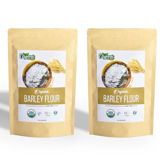 Organic Zing Barley Flour | Organic Hulled Barley ground into Flour | High in Fiber-(16oz Pack of 2)