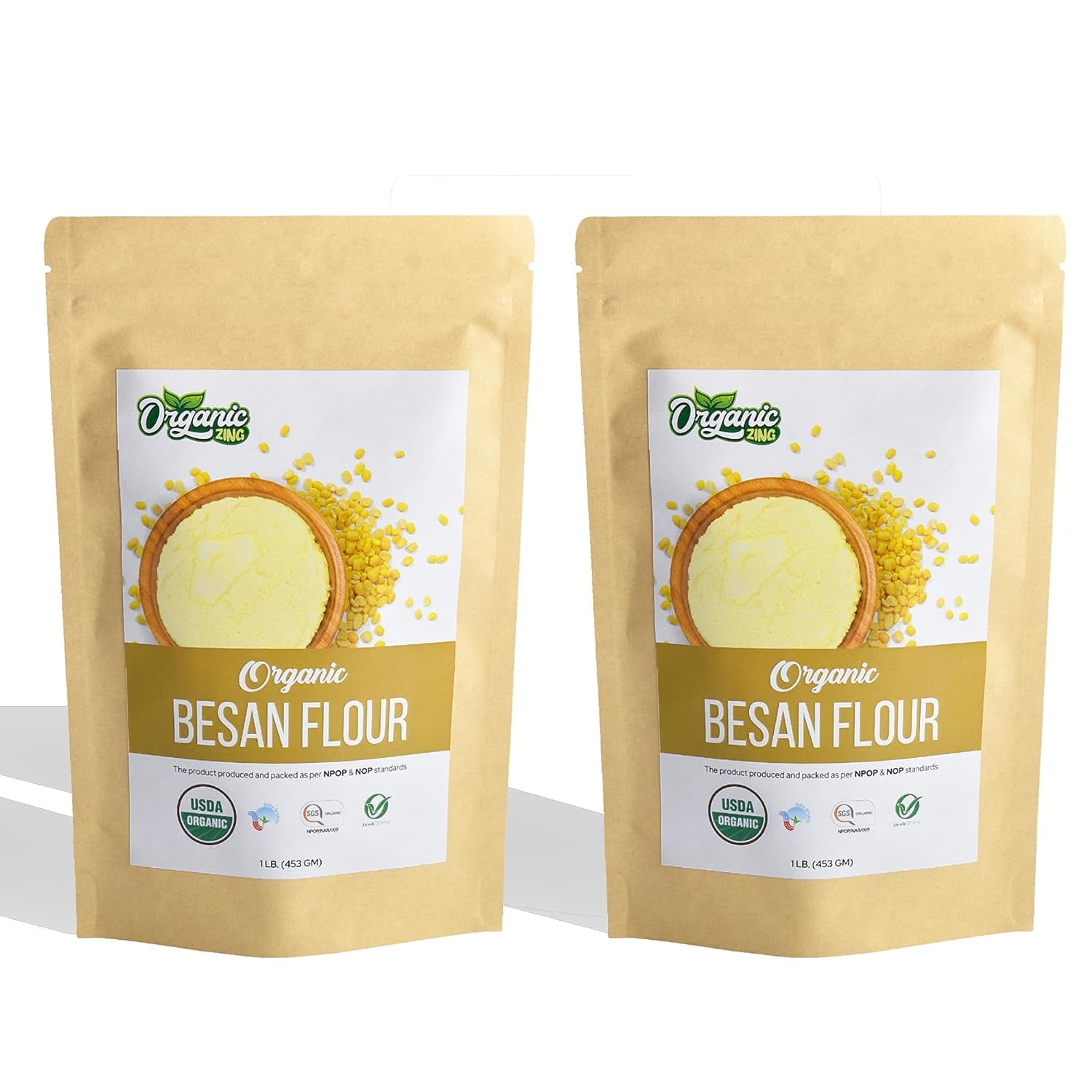 Organic Zing Organic Besan Flour also known as Chickpea Flour, Bengal