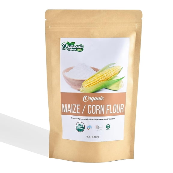Organic Zing Maize Flour | Gluten-free Corn/ Maize Flour| Organic Corn Flour| Makki Atta| Packed and Produced in India - 454 gm (16 oz) (Pack of 1)