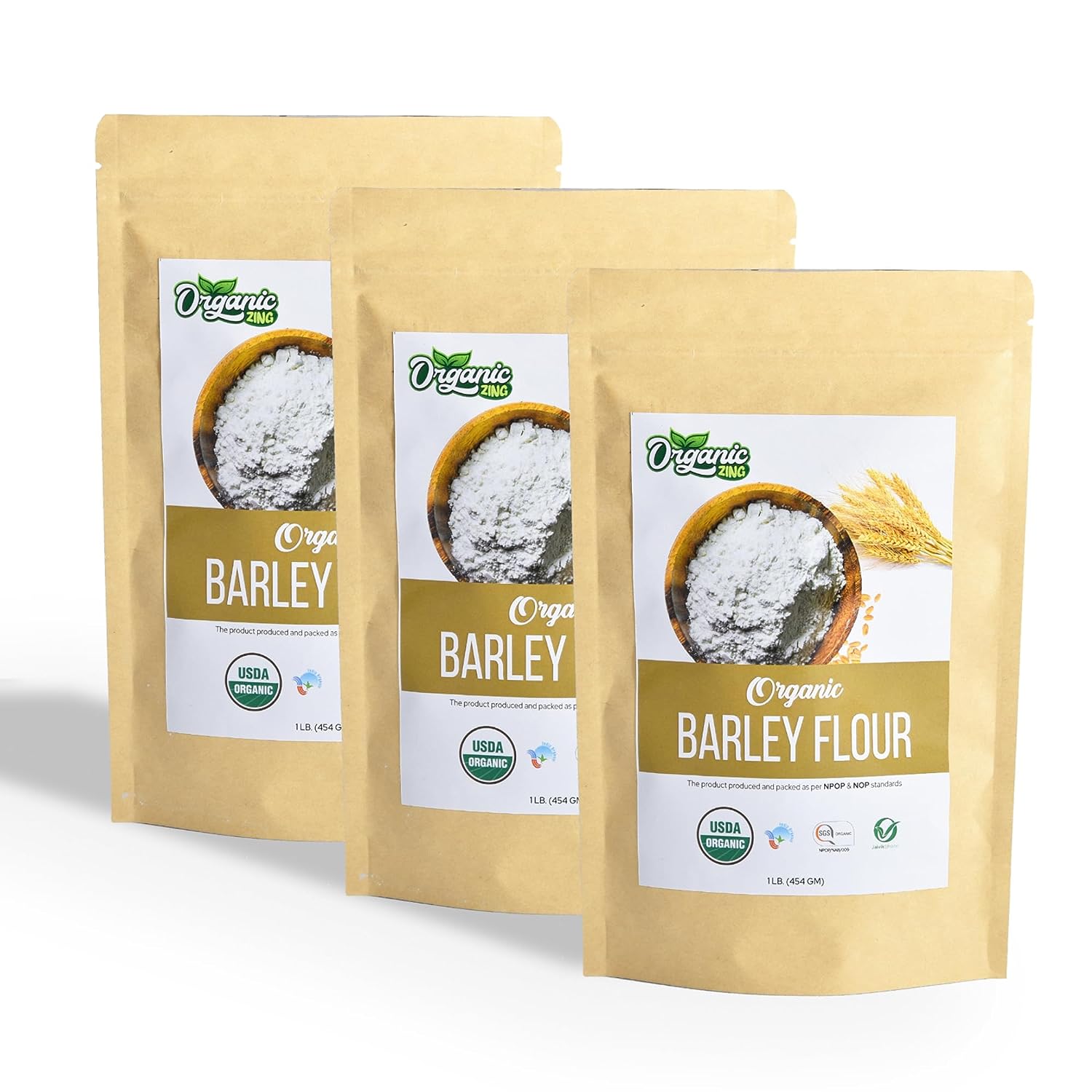 Organic Zing Organic Barley Flour Organic Hulled Barley ground into