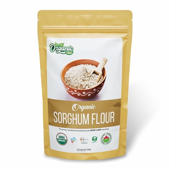Organic Zing Sorghum Flour | Organic Jowar Flour | Sorghum Flour Gluten Free | High Fiber and Preservative Free Sorghum Flour | Product of India - 227 gm (8 oz) Pack of 1