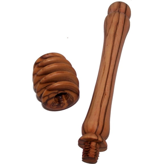 Organic all Natural handcrafted olive wood honey dipper - 2 pieces (length 6") - Asfour Outlet Trademark