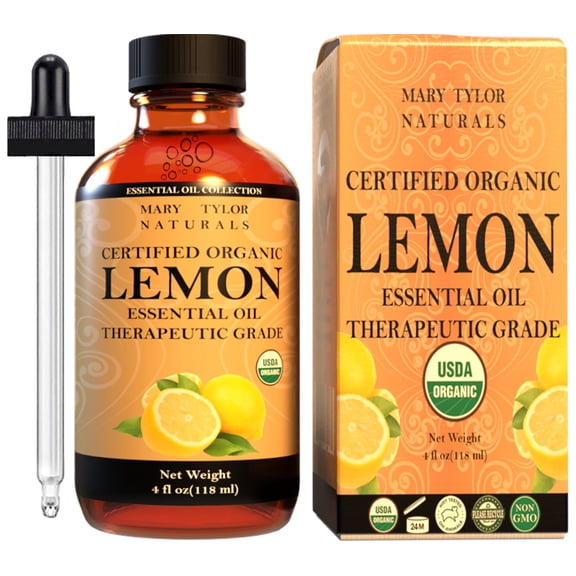 lemon Essential Oil, Large 4 oz, by Mary Tylor Naturals, 100% Pure Essential Oil, Therapeutic Grade, Perfect for Aromatherapy, Relaxation, DIY, Improved Mood
