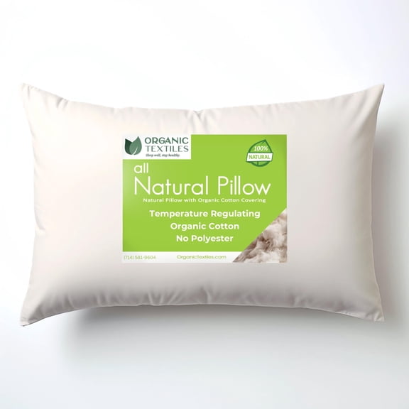 ORGANIC TEXTILES 100% Organic Cotton Pillow with Organic Cotton Cover - GOTS CERTIFIED - Adjustable Loft, Head Neck Pain Relief, Back Side Stomach Sleepers, Bed Pillow - (Queen) - Pack of 1