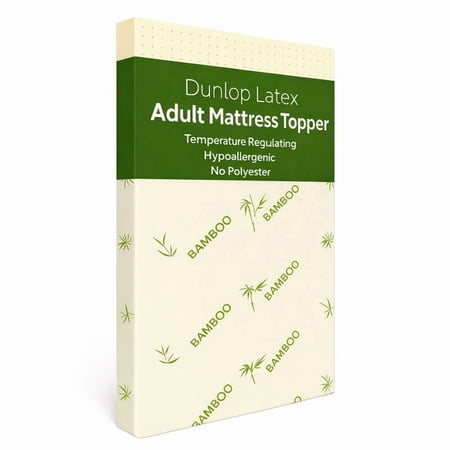 ORGANIC TEXTILES Organic Latex Mattress Topper, GOLS Certified - Bamboo Cover, No Zipper - (2" Twin-XL - Soft)