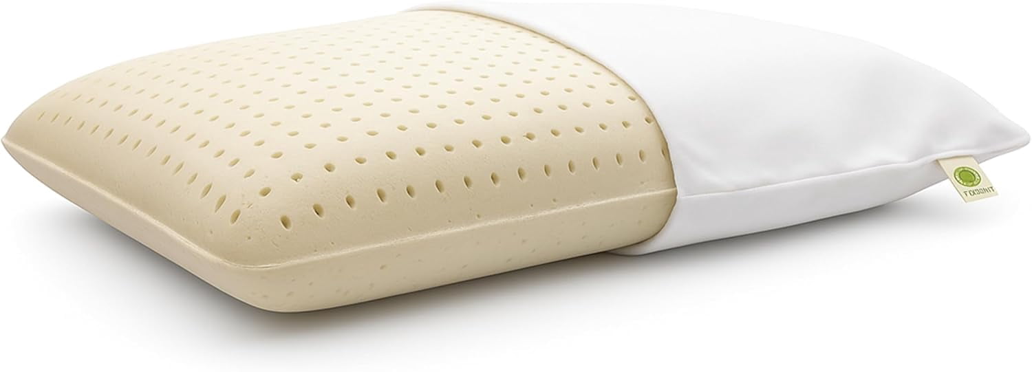 OrganicTextiles All Natural Low Profile Low Height Latex Pillow (Standard Size, Soft), with GOTS Certified Organic Cotton Covering
