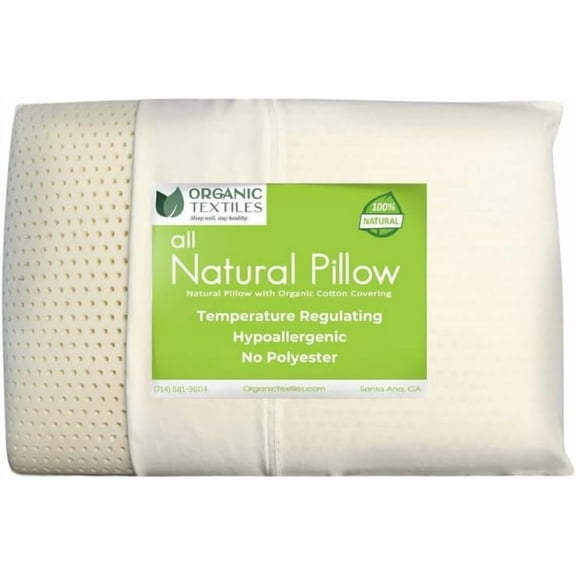 OrganicTextiles Natural Latex Pillow with Organic Cotton Cover (King Size, Firm), GOTS Certified, Bed Pillow for Sleeping, Neck Pain Relief Help, Head Support, for Side Back Stomach Sleeper
