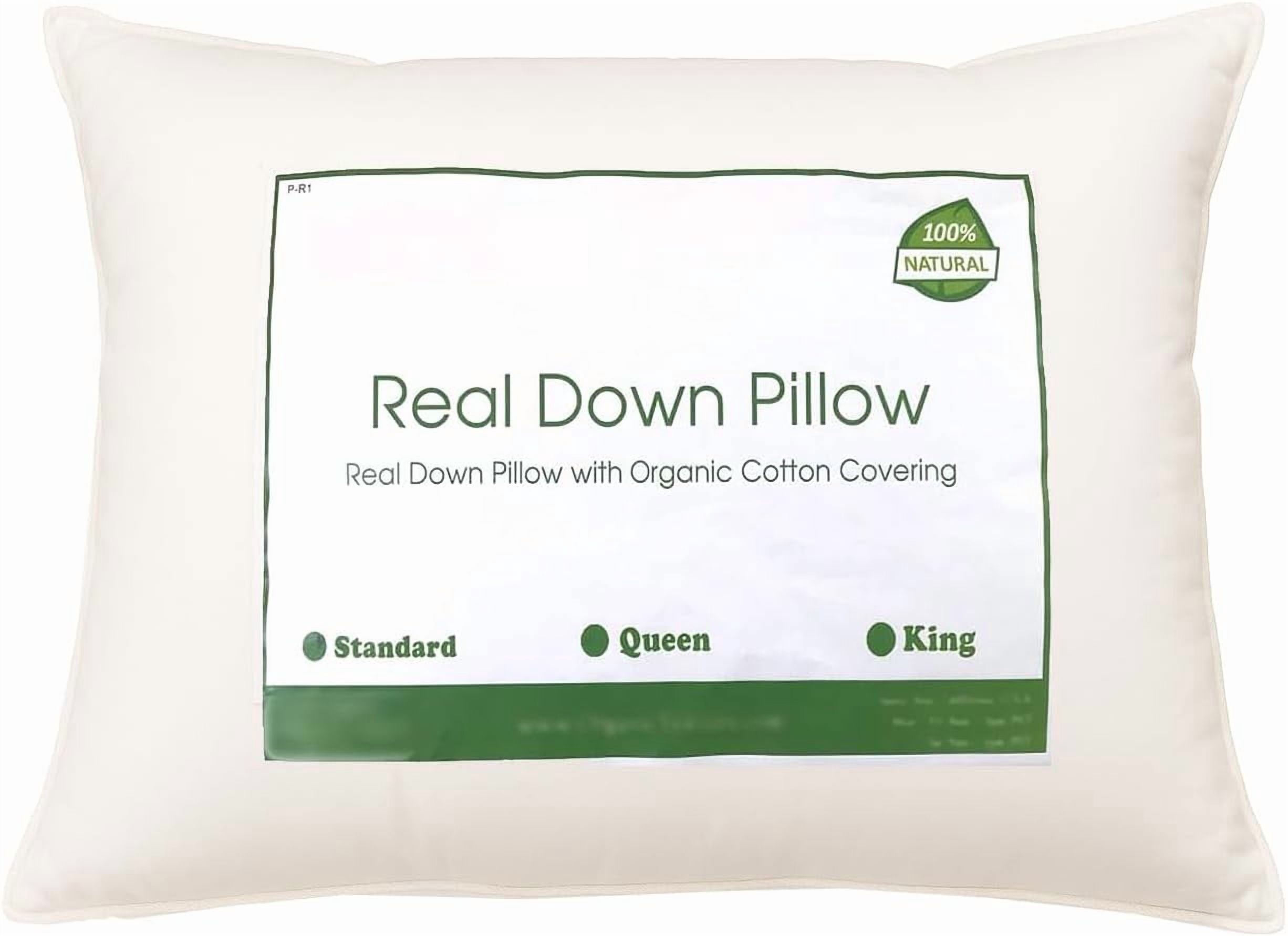 OrganicTextiles Real Down Pillow with Organic Cotton Cover (King Size, Light Fill) GOTS CERTIFIED, Adjustable Loft, Neck Pain Relief Support, Back Side Stomach Sleepers, Bed Pillow for Sleeping