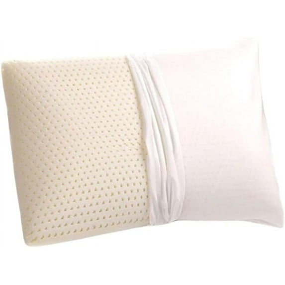 OrganicTextiles Talalay Latex Pillow with Organic Cotton Cover (Standard Size, Firm), GOTS Certified, Bed Pillow for Sleeping, Neck Pain Relief Help, Head Support, for Side Back Stomach Sleeper