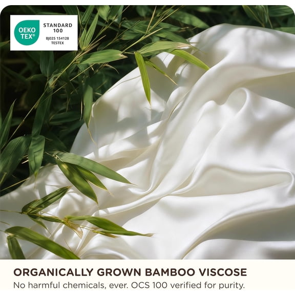 Organically Grown Bamboo Viscose Sheets - 18 Inches Deep Pocket Sheets with Elastic Corner, King Size Sheets Set, Ultra-Soft, Silky & Cooling Bedsheets, Oeko-Tex, 4 Pieces, Ivory