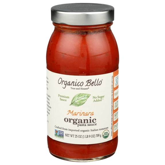 Organico Bello Marinara Pasta Sauce 25 oz Organic Italian Tomato Sauce (Case of 6)
