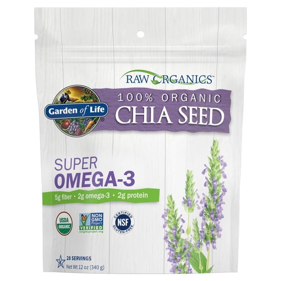 Organics 100 Organic Chia Seeds For Smoothies And Pudding Whole Seed Foods With Omega 3... Life Raw