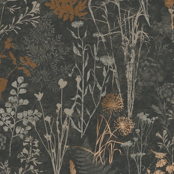 Organics Black and Copper Wallpaper