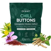 Organics Ocean Chill Buttons Ashwagandha Gummies   KSM-66 with Saffron & Rhodiola   60 Gummies   Relaxation, Mood & Focus Support