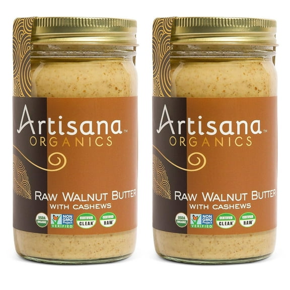 Organics Raw Walnut Butter with Cashews (2-Pack), 14oz Jars | No Sugar Added, Whole30 Compatible | Vegan + Paleo Friendly, Non GMO