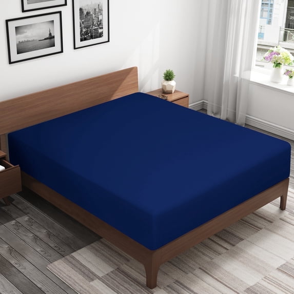 Organictune 100% Brushed Microfiber Fitted Sheet, 1800 Super Soft and Cozy, Easy Care Fitted Bed Sheet with Deep Pocket, Navy Blue, Twin, 39"x75", 6 Pack