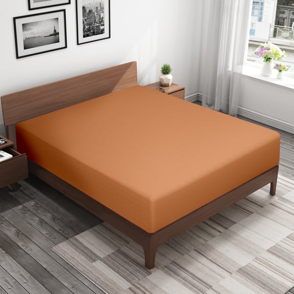 Organictune 100% Brushed Microfiber Fitted Sheet, 1800 Super Soft and Cozy, Easy Care Fitted Bed Sheet with Deep Pocket, Tan, Queen, 60"x80"