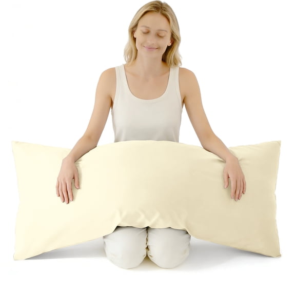 Soft Brushed Microfiber Body Pillowcase, Ivory 2-Piece, 20x54 Inch, Envelope Closure