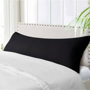 Organictune 1800 Double Brushed Microfiber Long Body Pillowcase, Super Soft and Cozy, Wrinkle, Fade, Stain Resistant Body Pillow Cover, Black, 20x54 Inches
