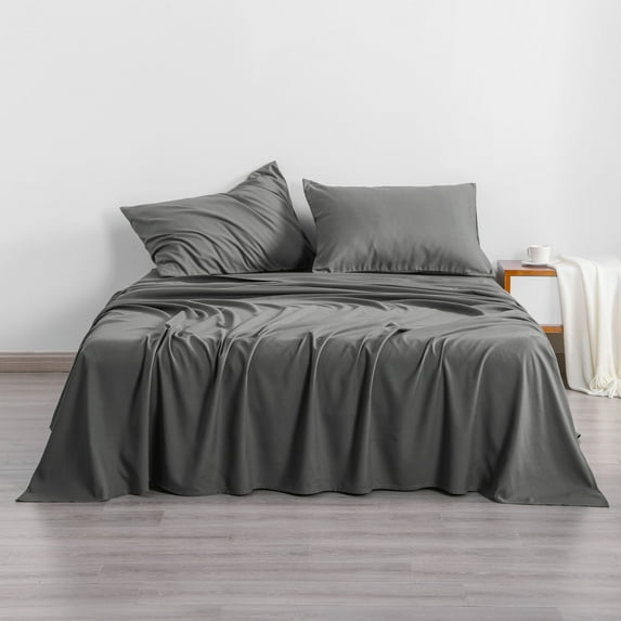 3-Piece Ultra Soft Microfiber Bed Sheet Set, Luxury Cozy Machine Washable Fitted Sheet Set with Deep Pocket, Twin Size, Dark Gray