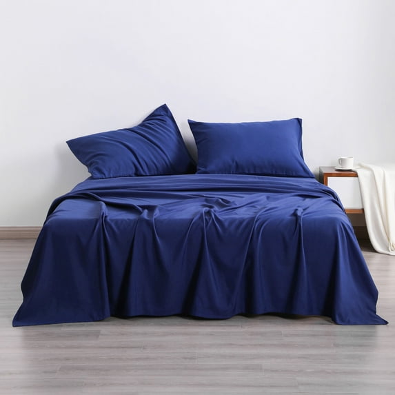 3-Piece Ultra Soft Microfiber Bed Sheet Set, Luxury Cozy Machine Washable Fitted Sheet Set with Deep Pocket, Twin Size, Navy Blue