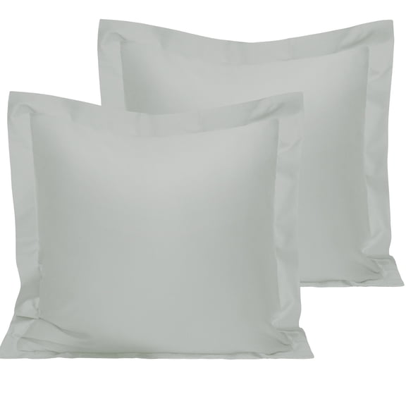Organictune 2 Pack 100% Egyptian Cotton Euro Pillow Shams with 2" Flange, Super Soft and Breathable, Wrinkle, Fade, Stain Resistant Square Pillow Cases, Light Gray, 26x26 inches